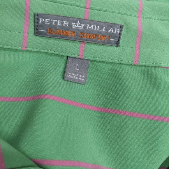 Peter Millar Summer Comfort Golf Polo Shirt L With Sleeve Logo Point Woods - Picture 2 of 7